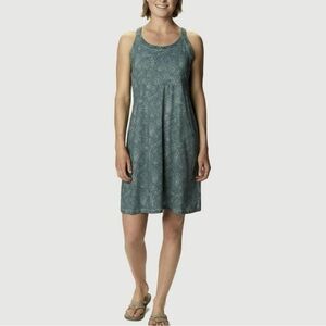 COLUMBIA WOMEN'S PFG RACERBACK GREEN SPLATTER PRINT SLEEVELESS COLD BAY DRESS
